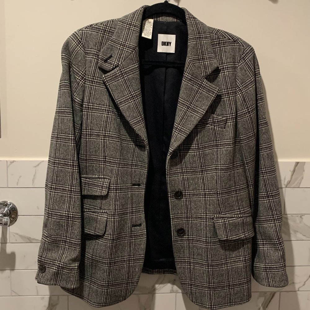 Vintage DKNY Wool Houndstooth Blazer
